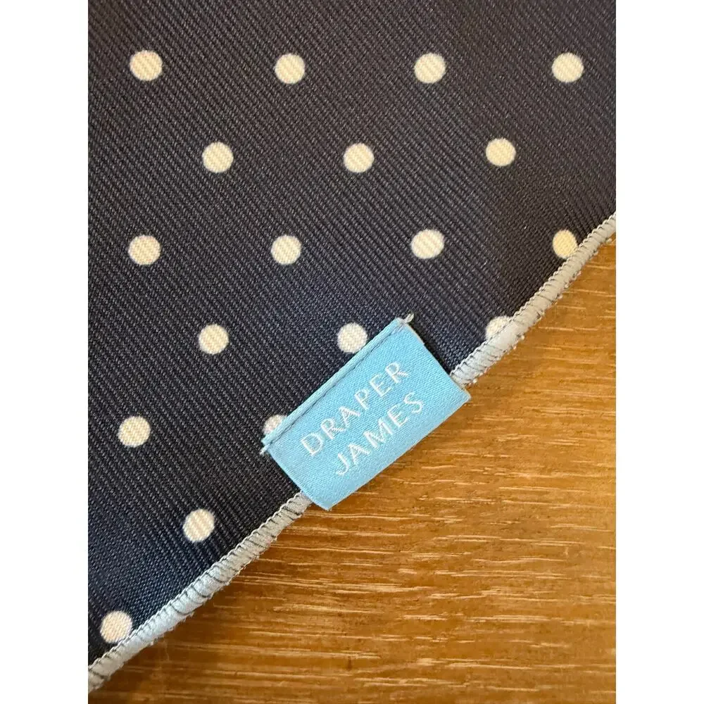 Draper James Navy white polka dot reversible blue and white striped dog bandana